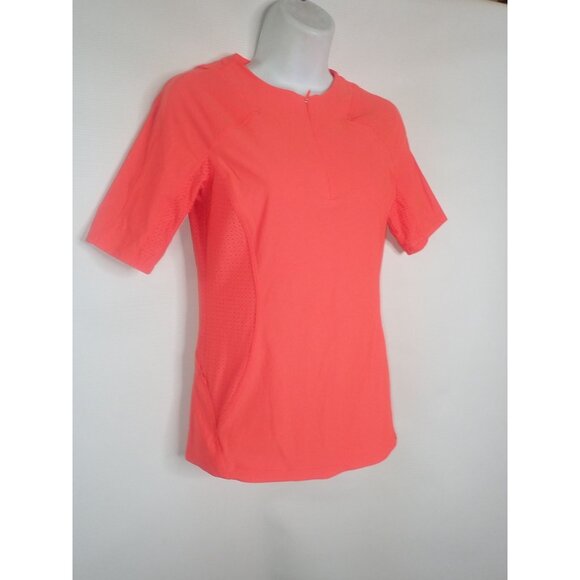 Athleta Pacifica II Perforated Mesh Rashguard Tee Size XS Coral Athletic Top - Picture 2 of 9